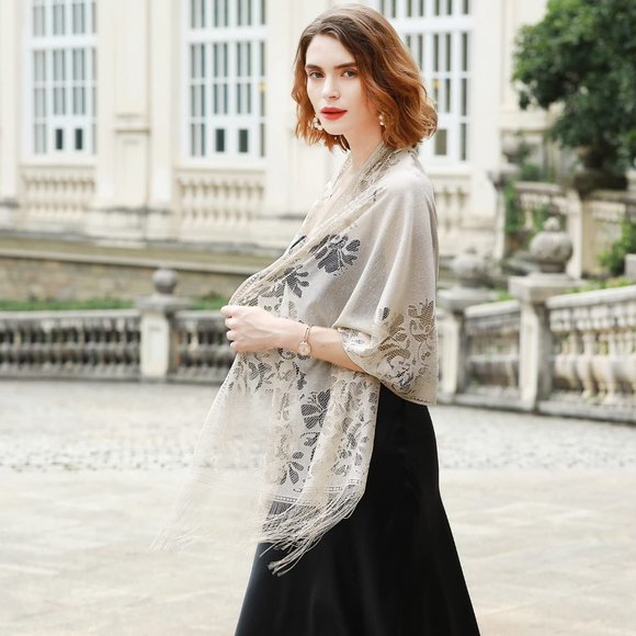 Women Shawls and Wraps for Evening Dresses Scarfs Pashmina Wedding Formal Shawl - Picture 6 of 6